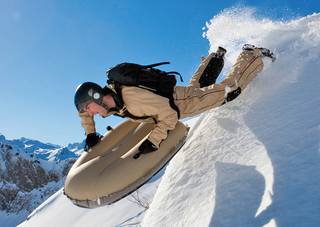 Illustration for article titled Reinforced Runners Ensure This Inflatable Sled Can Survive Icy Terrain